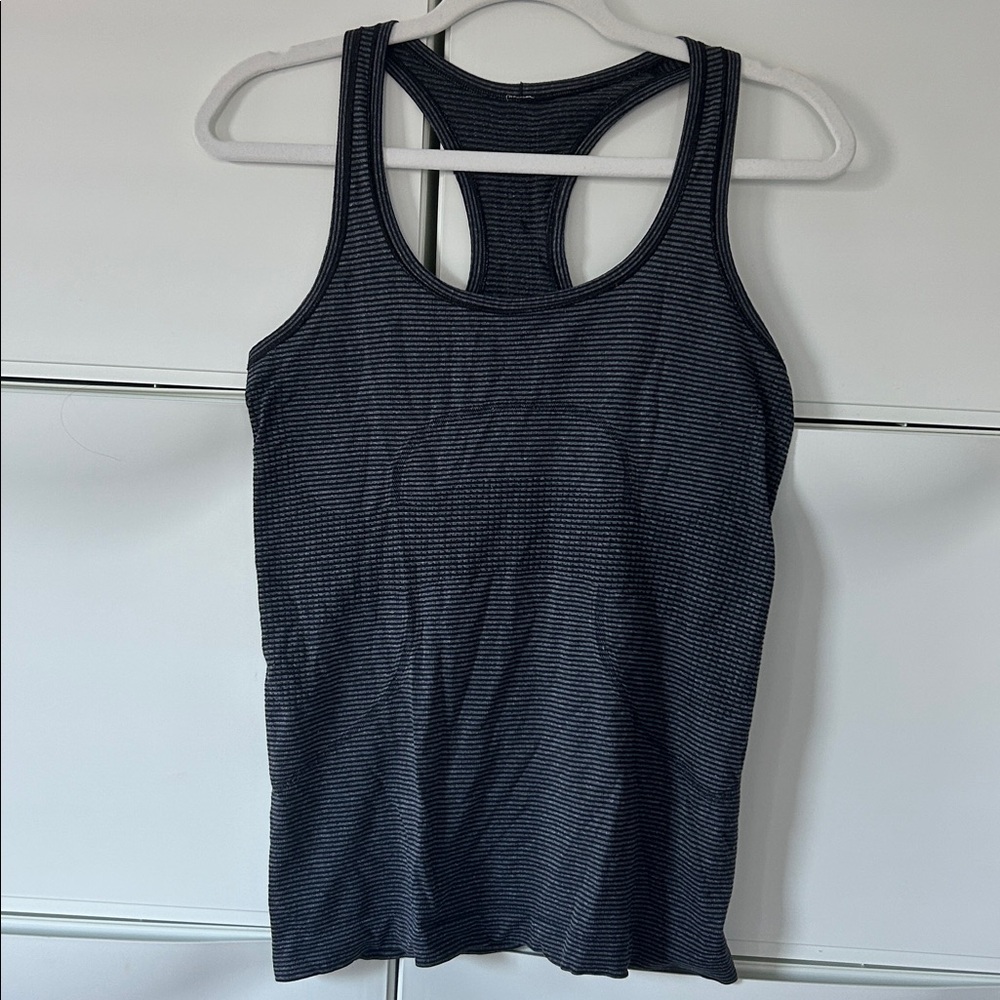 Lululemon Striped Black and Gray Racerback Running Tank